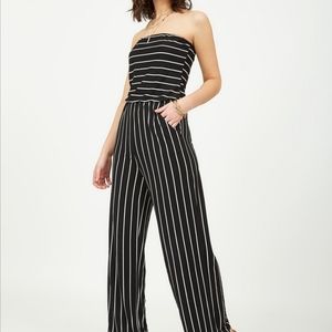 suzy shier striped tube gaucho jumpsuit
